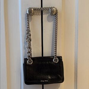 Miu Miu Black Mini Bag with Silver Chain